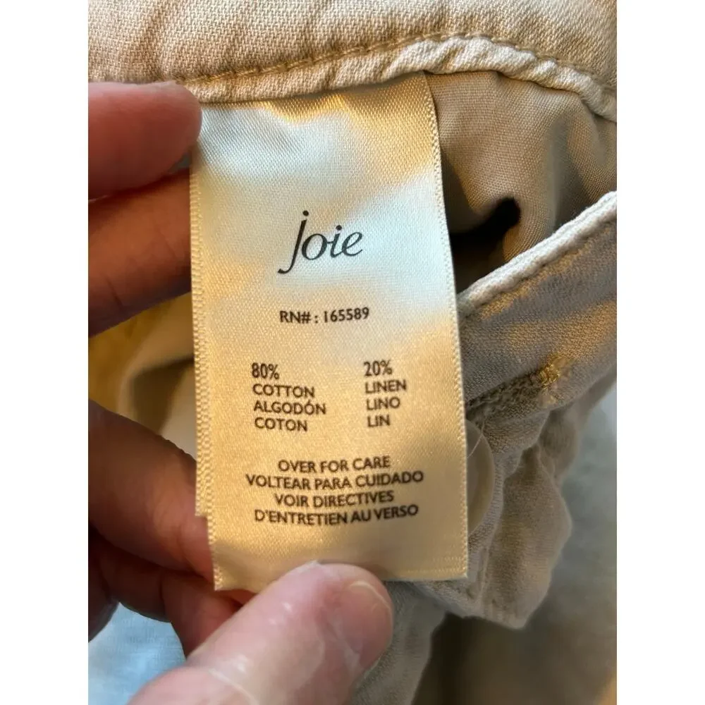 Joie cotton tan linen blend shorts Large stretchy waist